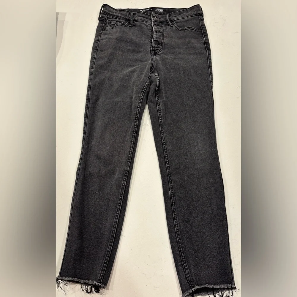 🌸Old Navy Rockstar Super Skinny High-Rise Button Fly Jeans Black/Gray Wash Sz. 6
